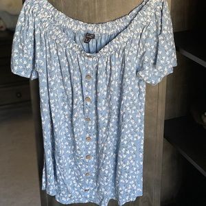 Off the shoulder floral shirt